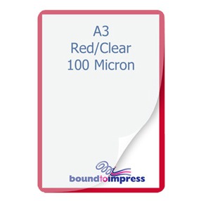 A3 Coloured Pouches Red Back Clear Front - 100 Mic (Pkt 100)