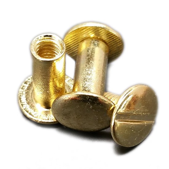 45mm Brass Plated Chicago Screws (Pkt 100) - Click Image to Close