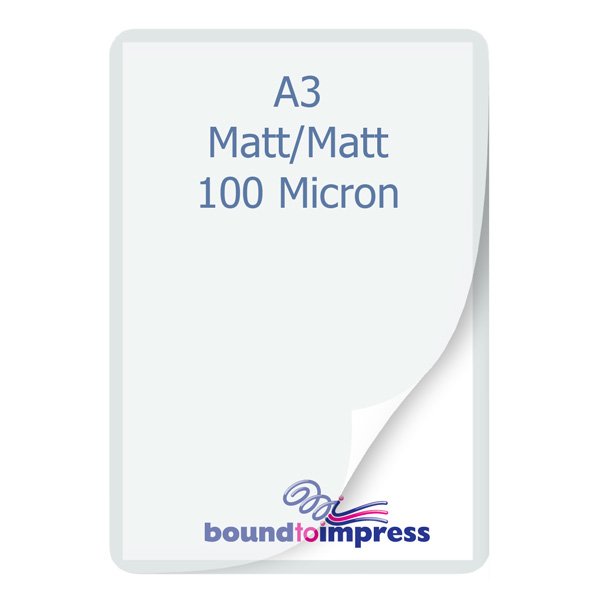 A3 Laminating Pouches - Matt/Matt - 100 Mic Premium (Pkt 100) - Click Image to Close