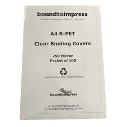 A4 Clear R-PET Binding Covers 250 mic (Pkt 100)