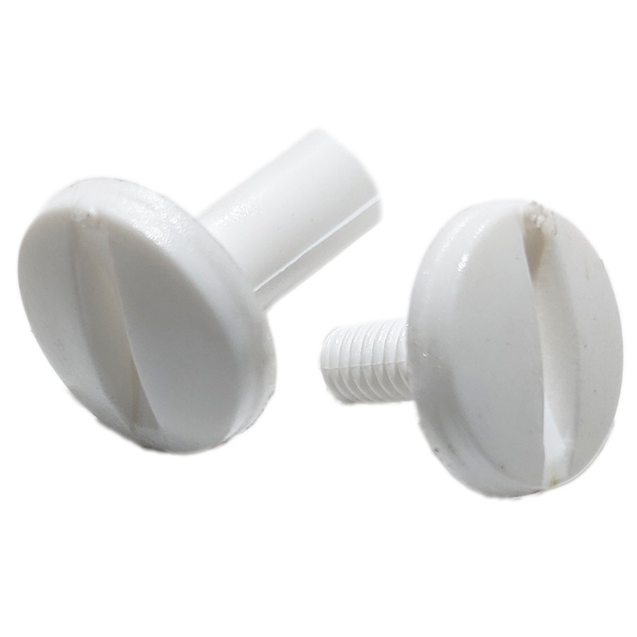 10mm White Plastic Chicago Screws (Pkt 100) - Click Image to Close