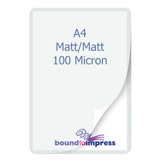 A4 Laminating Pouches - Matt/Matt - 100 Mic Premium (Pkt 100) - Click Image to Close