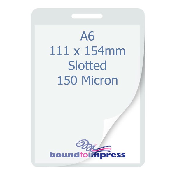 A6 (111x154mm) Slotted Laminating Pouches - 150 Mic (Pkt 100) - Click Image to Close
