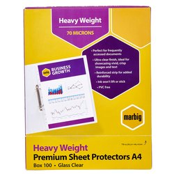 Marbig A4 Heavy Weight Premium Sheet Protectors (Pkt 100)